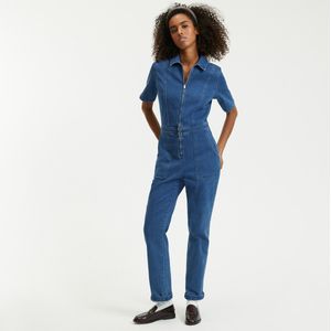 Jumpsuit met rits, in denim LA REDOUTE COLLECTIONS. Denim materiaal. Maten 38 FR - 36 EU. Blauw kleur