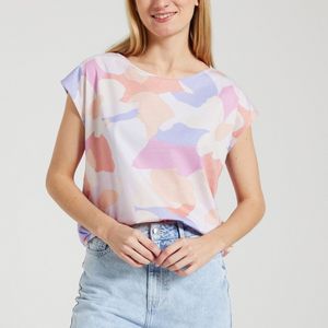 Veelkleurig T-shirt met pastelkleurige opdruk KALABS MATISSE DES PETITS HAUTS. Katoen materiaal. Maten 1(S). Roze kleur