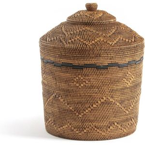 Mand Ø40 x H50 cm bamboe en gevlochten rotan, Brazil AM.PM.  materiaal. Maten één maat. Kastanje kleur