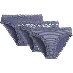 Set van 3 slips LA REDOUTE COLLECTIONS. Katoen materiaal. Maten 34/36 FR - 32/34 EU. Blauw kleur