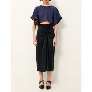 Midirok met hoge taille Syreeta SESSUN. Viscose materiaal. Maten 38 FR - 36 EU. Zwart kleur