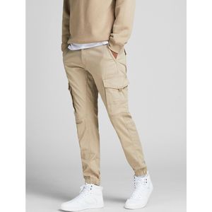 Cargo broek, slim stretch Paul Flake JACK & JONES. Katoen materiaal. Maten W30 - Lengte 32. Beige kleur