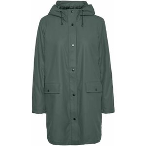 Halflange regenjas met kap VERO MODA. Polyester materiaal. Maten S. Groen kleur