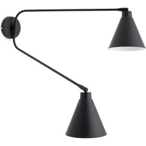 Dubbele scharnierende wandlamp in ijzer, Hiba LA REDOUTE INTERIEURS. Metaal materiaal. Maten één maat. Zwart kleur