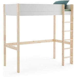 Mezzanine bed, 1-persoons, massief grenen, Meeting LA REDOUTE INTERIEURS. Hout, medium (MDF) materiaal. Maten 90 x 190 cm. Wit kleur