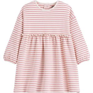 Gestreepte jurk met lange mouwen, in jersey LA REDOUTE COLLECTIONS. Jersey materiaal. Maten 5 jaar - 108 cm. Beige kleur