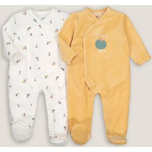 Set van 2 pyjama's in fluweel LA REDOUTE COLLECTIONS. Fluweel materiaal. Maten 2 jaar - 86 cm. Geel kleur