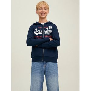 Zip-up hoodie JACK & JONES JUNIOR. Katoen materiaal. Maten 16 jaar - 174 cm. Blauw kleur