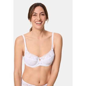 Balconnet-BH Flower Elegance PLAYTEX. Kant materiaal. Maten 100E FR - 85E EU. Wit kleur