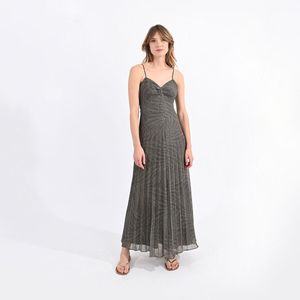 Lange, bedrukte jurk, met smalle bandjes MOLLY BRACKEN. Polyester materiaal. Maten XS. Groen kleur