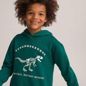 Hoodie in molton met print LA REDOUTE COLLECTIONS. Katoen materiaal. Maten 12 jaar - 150 cm. Groen kleur