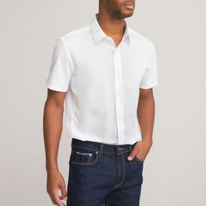 Recht hemd met korte mouwen in popeline LA REDOUTE COLLECTIONS. Katoen materiaal. Maten XL (43/44). Wit kleur