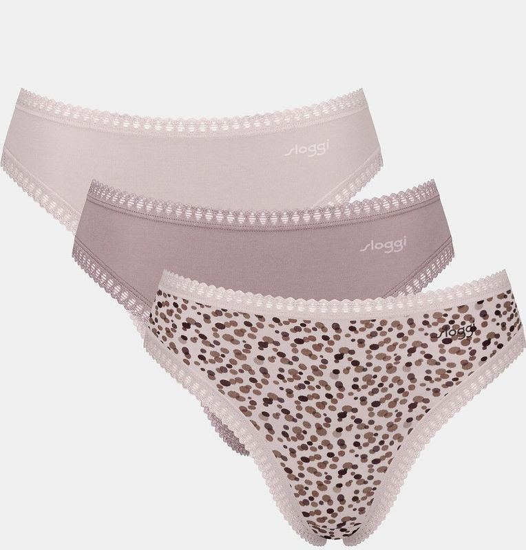 Set van 3 hoog uitgesneden slips Go Crush SLOGGI. Katoen materiaal. Maten XS. Roze kleur