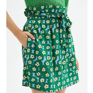Korte rok met bloemenmotief COMPANIA FANTASTICA. Viscose materiaal. Maten XL. Groen kleur