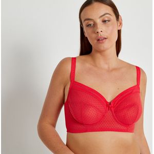 Bustier BH in nopjes tule, Aerobie LA REDOUTE COLLECTIONS PLUS. Tule materiaal. Maten 120C FR - 105C EU. Rood kleur