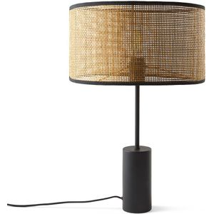 Tafellamp van metaal en rotan, Cara LA REDOUTE INTERIEURS. Metaal materiaal. Maten één maat. Zwart kleur