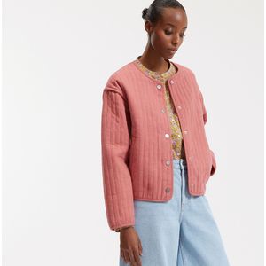 Korte donsjas met drukknopen, tussenseizoen LA REDOUTE COLLECTIONS. Katoen materiaal. Maten L. Roze kleur