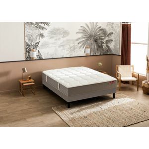 Ensemble matras 580 veren Destination + beddenbodem EPEDA. Massief hout materiaal. Maten 120 x 190 cm. Grijs kleur