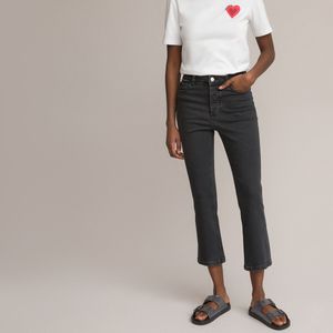 Kick flare jeans met hoge taille LA REDOUTE COLLECTIONS. Denim materiaal. Maten 48 FR - 46 EU. Zwart kleur
