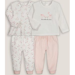 Set van 2 pyjama's in fluweel, 2-delig, hertenmotief LA REDOUTE COLLECTIONS. Fluweel materiaal. Maten 4 jaar - 102 cm. Wit kleur