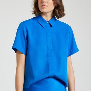 Blouse met korte mouwen MINA SAMSOE AND SAMSOE. Tencel/lyocell materiaal. Maten M. Blauw kleur