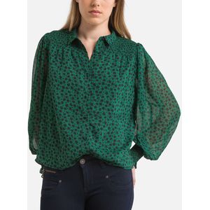 Bedrukte blouse met ballonmouwen FREEMAN T. PORTER. Polyester materiaal. Maten S. Groen kleur