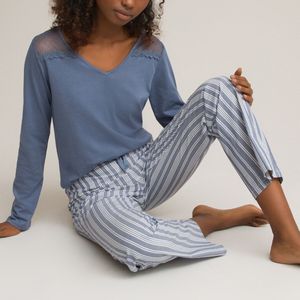 Pyjama met lange mouwen LA REDOUTE COLLECTIONS. Popeline materiaal. Maten 50 FR - 48 EU. Andere kleur