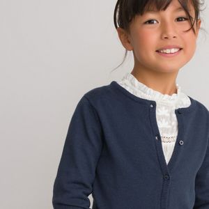 Gebreid vest met ronde hals LA REDOUTE COLLECTIONS. Katoen materiaal. Maten 6 jaar - 114 cm. Blauw kleur