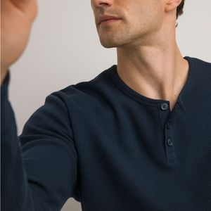 T-shirt met tuniekhals en lange mouwen LA REDOUTE COLLECTIONS. Katoen materiaal. Maten S. Blauw kleur