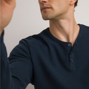 T-shirt met tuniekhals en lange mouwen LA REDOUTE COLLECTIONS. Katoen materiaal. Maten L. Blauw kleur