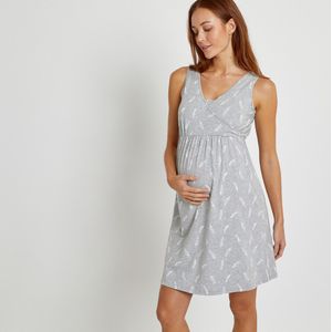 LA REDOUTE COLLECTIONS - Nachthemd - Zwart - Katoen - Pluimenprint