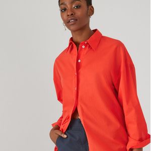 Oversized hemd, tuniek lengte LA REDOUTE COLLECTIONS. Katoen materiaal. Maten 52 FR - 50 EU. Oranje kleur