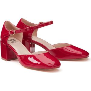 Gelakte ballerina's met hak LA REDOUTE COLLECTIONS. Synthetisch materiaal. Maten 41. Rood kleur