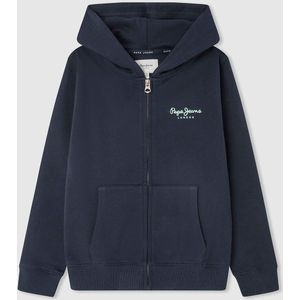 Zip-up hoodie in molton PEPE JEANS. Geruwd molton materiaal. Maten 12 jaar - 150 cm. Blauw kleur