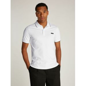 Slim-fit stretch piqué polo CALVIN KLEIN. Katoen materiaal. Maten XXL. Wit kleur