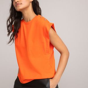 T-shirt met ronde hals zonder mouwen LA REDOUTE COLLECTIONS. Katoen materiaal. Maten XS. Oranje kleur