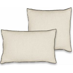 Kussenhoes in gewassen zuiver linnen Elina AM.PM.  materiaal. Maten 60 x 40 cm. Beige kleur