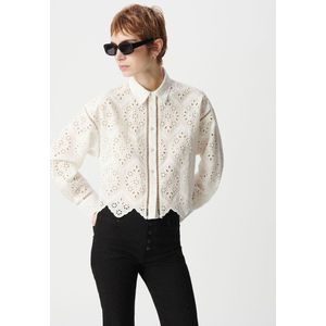 Broderie anglaise overhemd met lange mouwen IKKS. Katoen materiaal. Maten 40 FR - 38 EU. Beige kleur