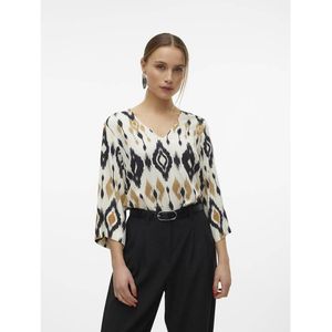 Bedrukte blouse met V-hals VERO MODA. Viscose materiaal. Maten XS. Beige kleur