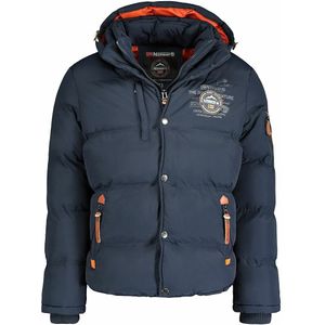 Warme donsjas met rits en kap Verveine GEOGRAPHICAL NORWAY. Polyamide materiaal. Maten XXL. Blauw kleur