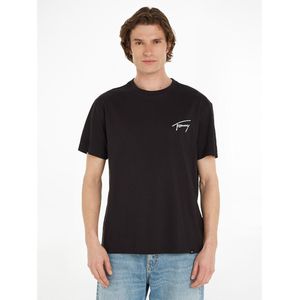 Recht T-shirt met ronde hals en handtekening logo TOMMY JEANS. Katoen materiaal. Maten XL. Zwart kleur