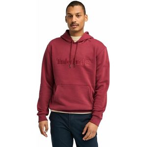 Hoodie met geborduurd ton sur ton logo TIMBERLAND. Katoen materiaal. Maten L. Rood kleur