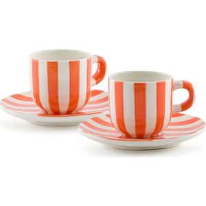 Set van 2 kopjes en schoteltjes in dolomiet Darcy LA REDOUTE INTERIEURS. Keramiek materiaal. Maten één maat. Oranje kleur