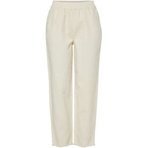 Rechte broek met frons, hoge taille PIECES. Katoen materiaal. Maten S. Beige kleur