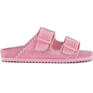 Leren muiltjes met sierstiksels COLORS OF CALIFORNIA. Leer materiaal. Maten 40. Roze kleur