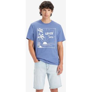 Los T-shirt met ronde hals, print vooraan LEVI'S. Katoen materiaal. Maten L. Blauw kleur