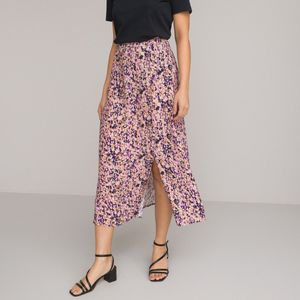 Rechte rok met bloemenprint LA REDOUTE COLLECTIONS. Polyester materiaal. Maten 40 FR - 38 EU. Zwart kleur