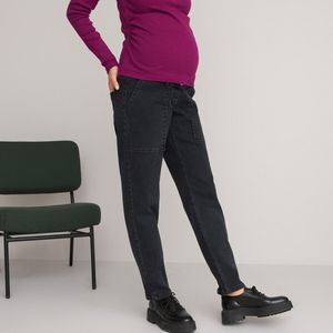 Boyfit jeans voor zwangerschap, midrif band LA REDOUTE COLLECTIONS. Denim materiaal. Maten 38 FR - 36 EU. Zwart kleur