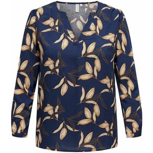 Bedrukte blouse, lange mouwen ONLY CARMAKOMA. Viscose materiaal. Maten 54 FR - 52 EU. Blauw kleur