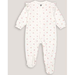 Pyjama met volants in fluweel, bloemmotief LA REDOUTE COLLECTIONS. Katoen materiaal. Maten 3 mnd - 60 cm. Andere kleur